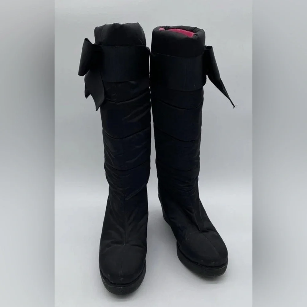 Kate Spade New York woman's Cagney black Quilted Wedge Heel snow boots